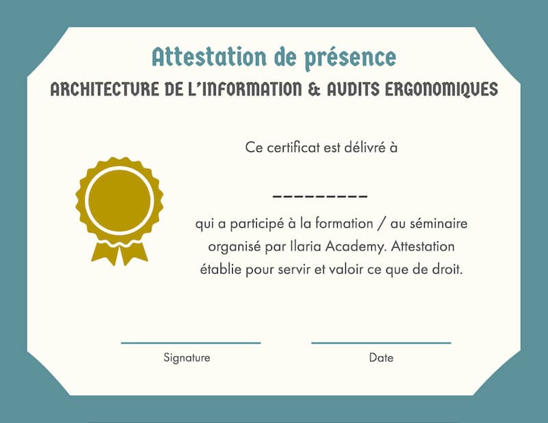 Attestation - Architecture de linformation Audits ergonomiques