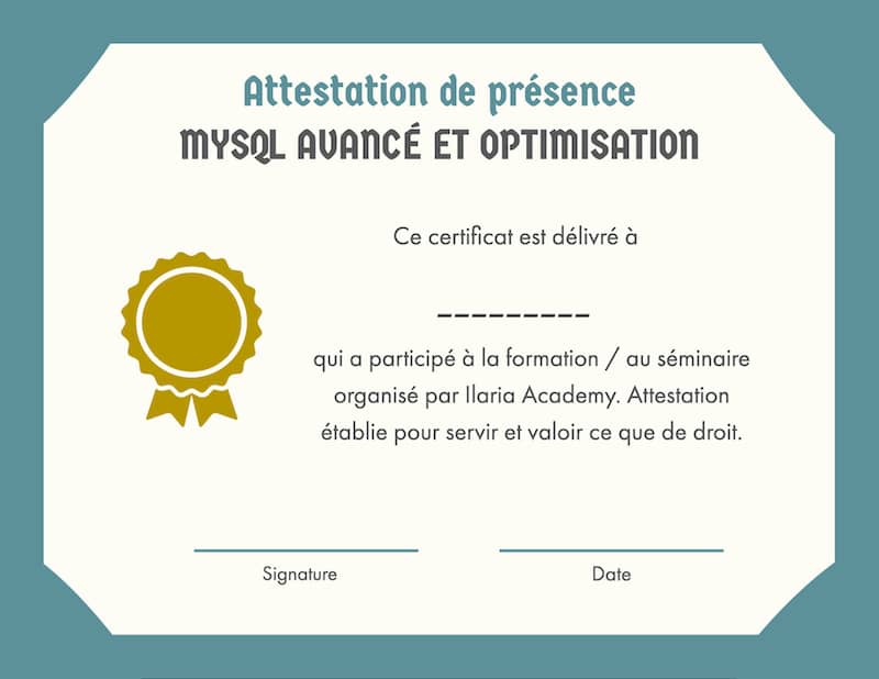 Attestation - MySQL avance et optimisation