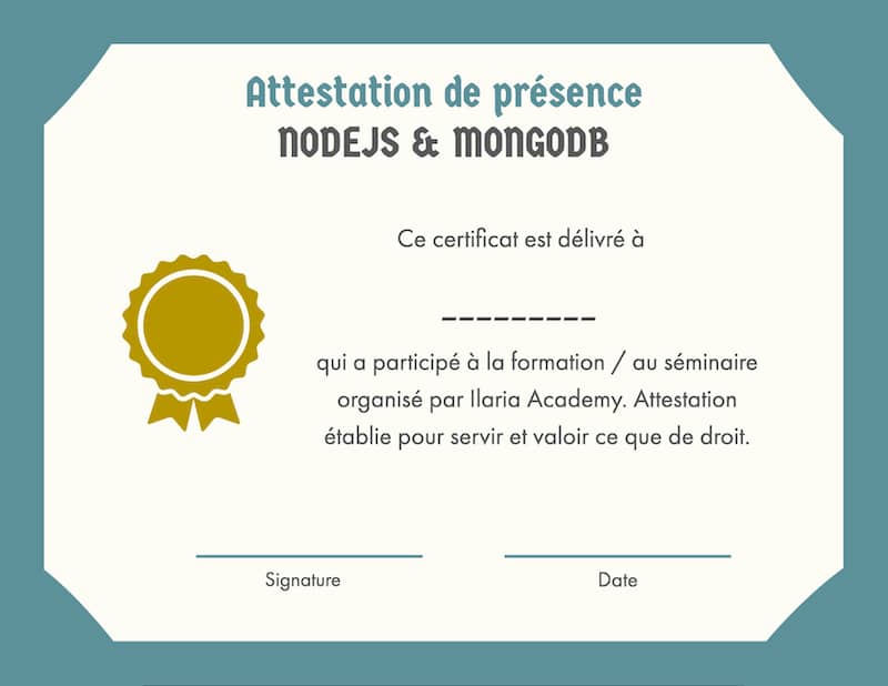 Attestation - NodeJS MongoDB