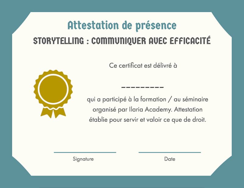 Attestation - Storytelling _ communiquer avec efficacite